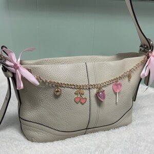 Coach Cream Shoulder Bag with Pink Details